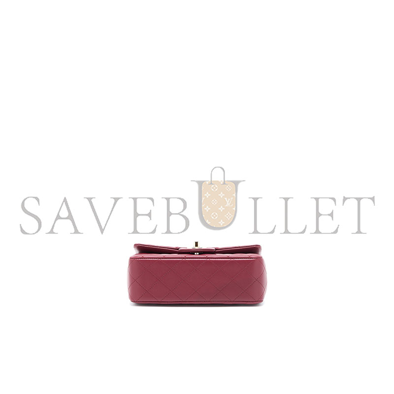 Ch**el master top handle mini rectangular flap bag lambskin burgundy ghw (20*12*6.5cm)